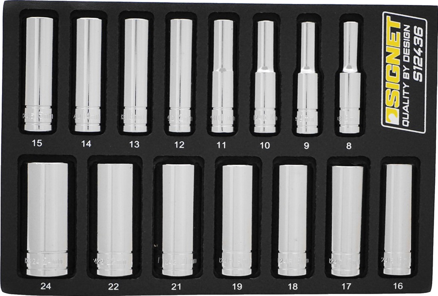 3/8DR 15PC ディープソケットセット DESIGNトレー 12436