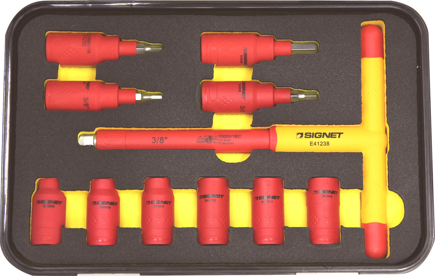 11PCS 3/8DR 絶縁ソケットセット T型、ヘックス E81611
